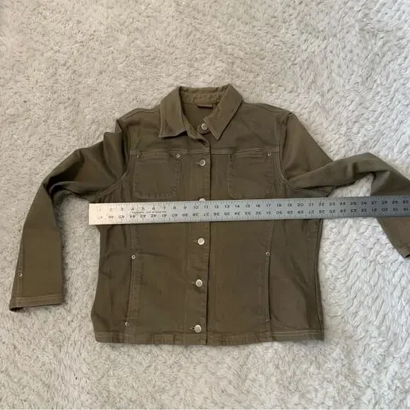 Caslon Y2K Jacket – Green Khaki – Rhinestone Sacred Heart – Size XL - Picture 7 of 8